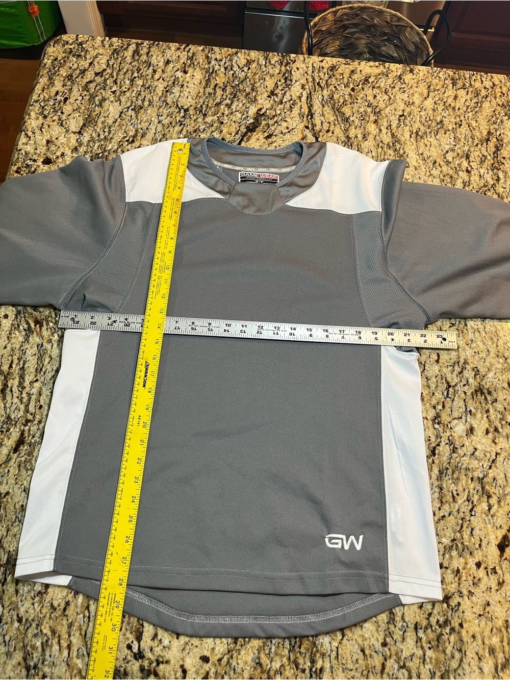 Game Wear Gray & White men Athletic Shirt with GW Logo size small